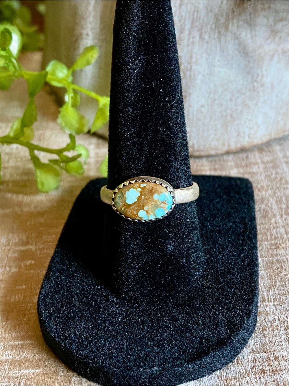 Navajo Number 8 turquoise ring sterling silver southwestern western sz adjustabl